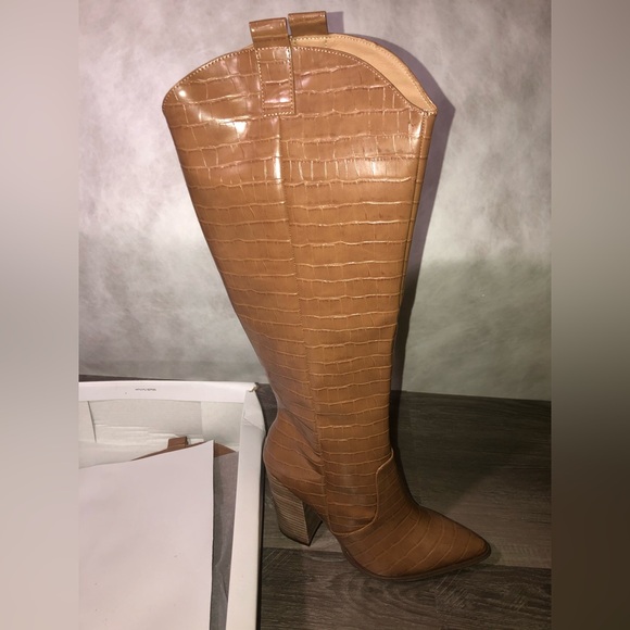 Dolce Vita Vanya Croc Western Cowgirl Boots New - Picture 2 of 7